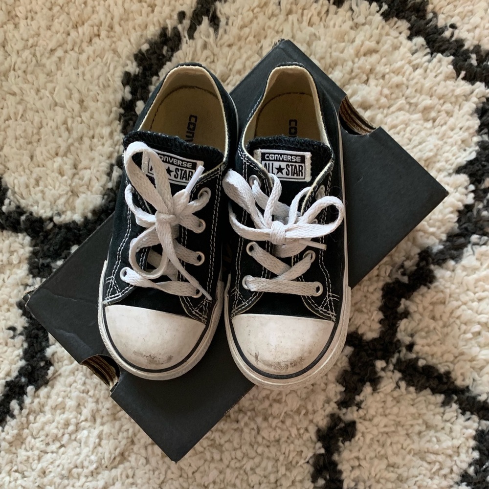 Boys Black and White Low Top Converse